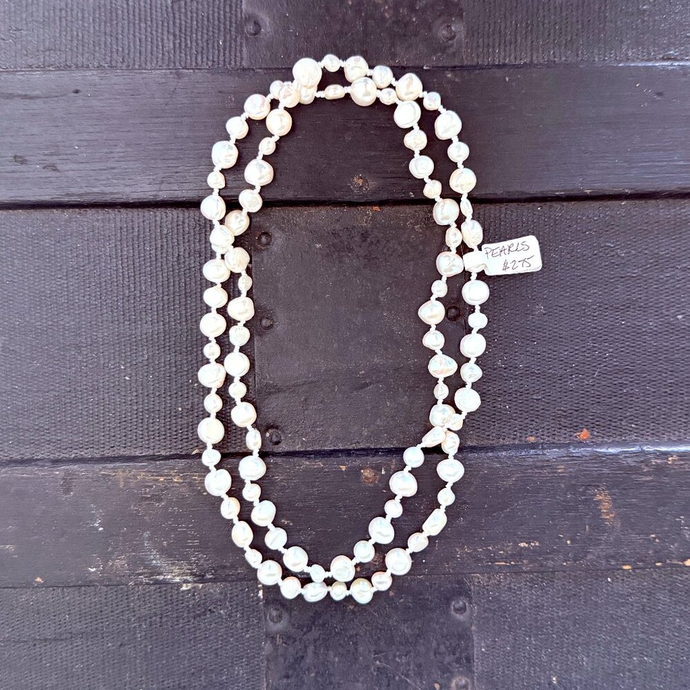 Vintage White Freshwater Pearl‎ Necklace Classic Strand Jewelry Keshi